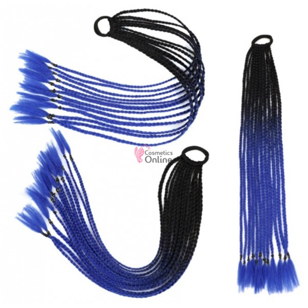Coada de par afro impletita  Premium de 60 cm ombre, set 12 bucati Brunet cu Indigo 2Z20#